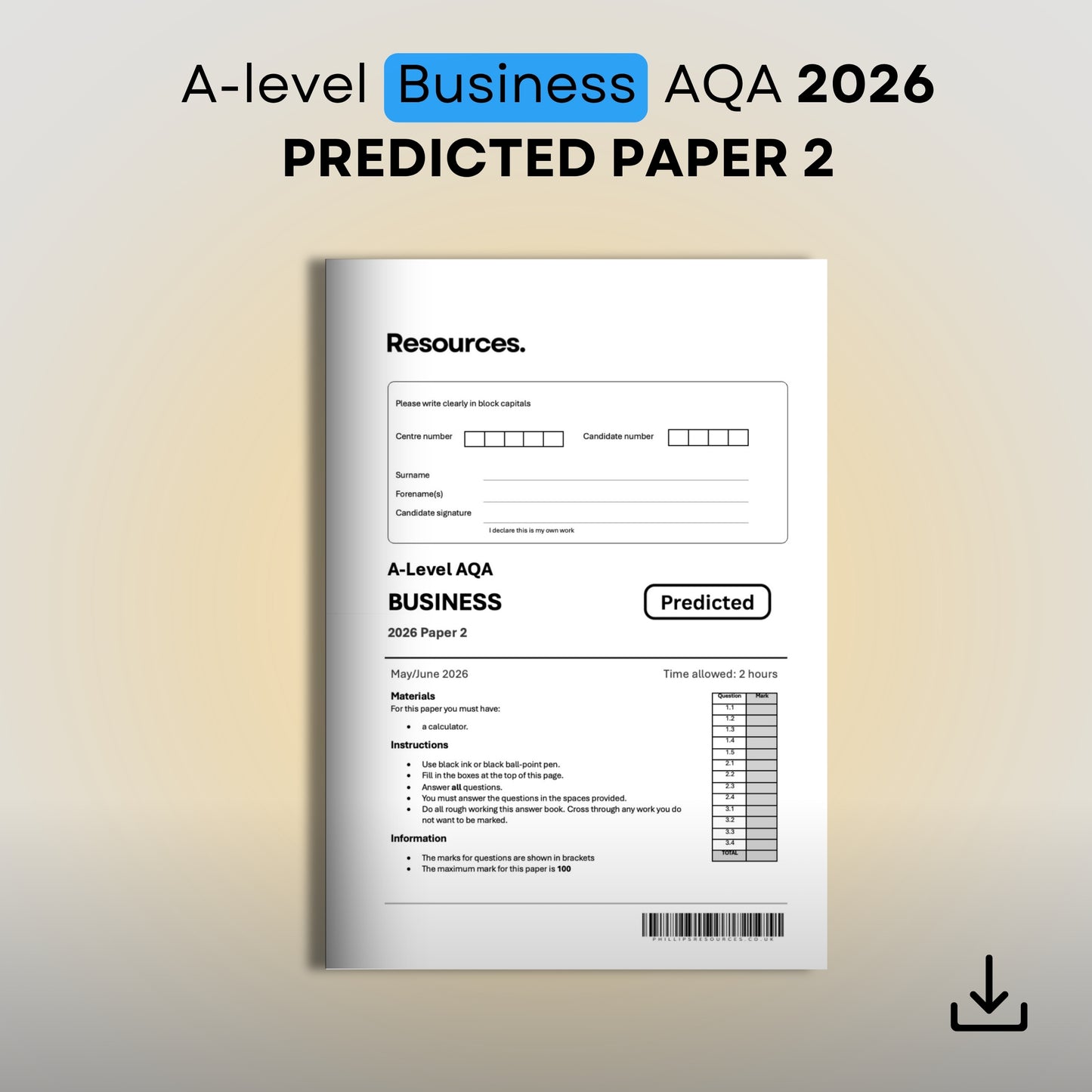 A-Level Business AQA Predicted Paper 2 2026