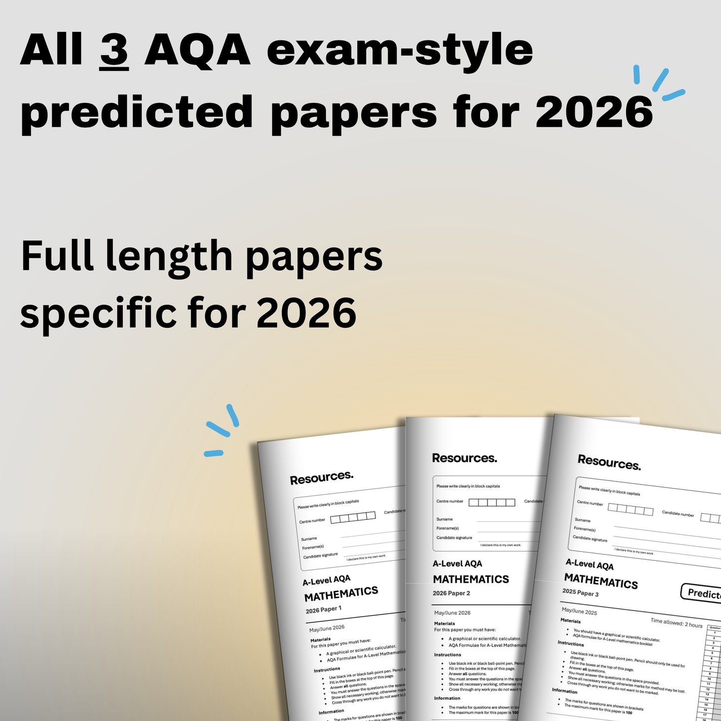 A-Level Maths AQA Expertly Predicted Papers for 2026