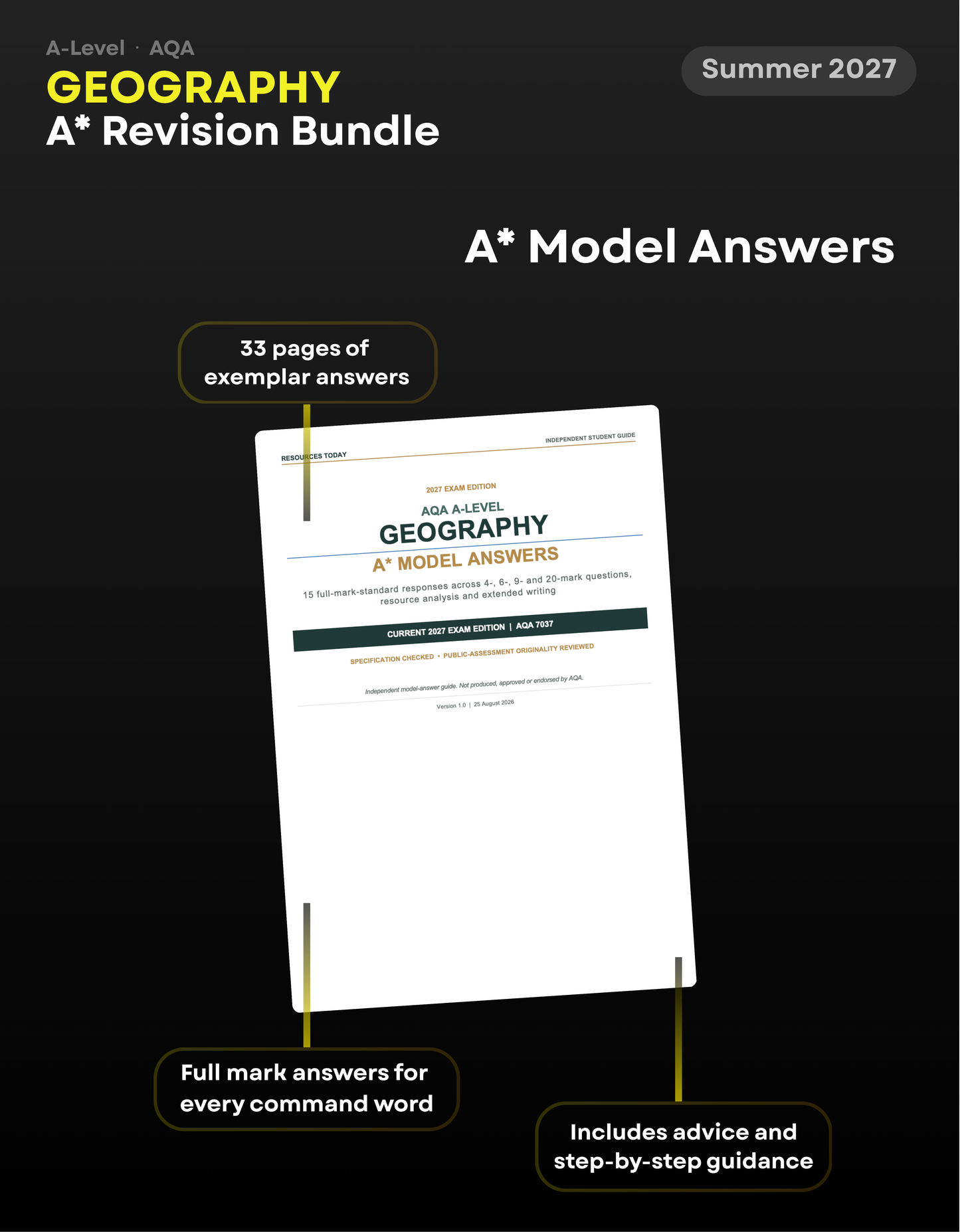 A-Level Geography AQA A* Revision Bundle for 2027