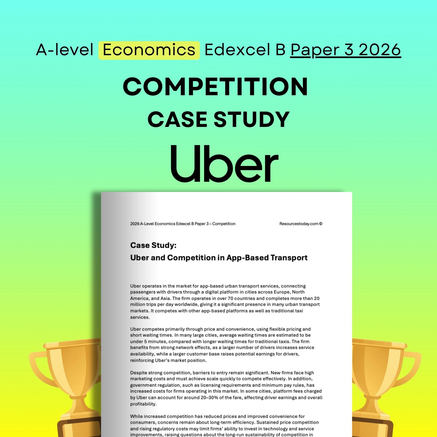 Uber Competition Case Study: Edexcel B Economics Paper 3 2026