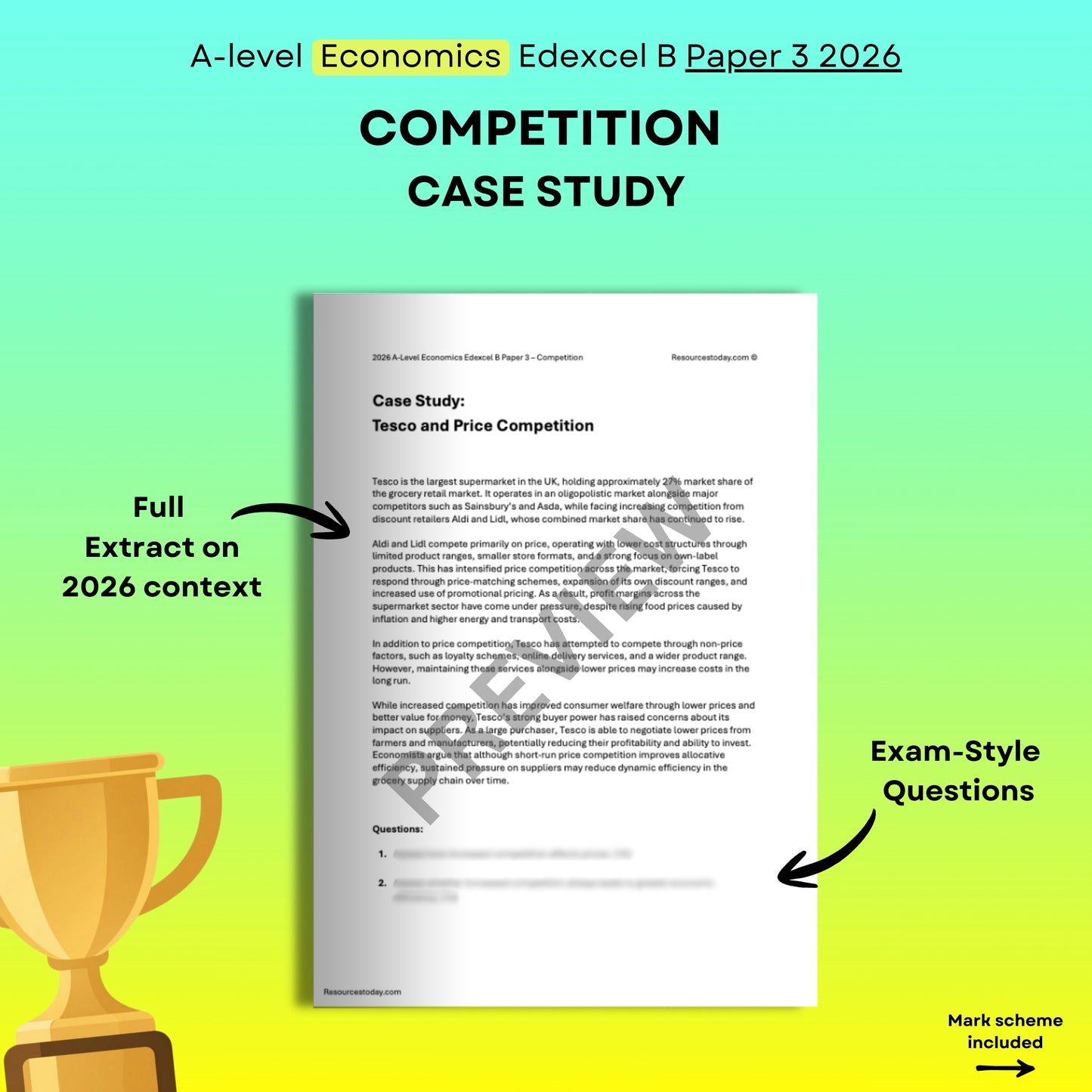 Tesco Competition Case Study: Edexcel B Economics Paper 3 2026