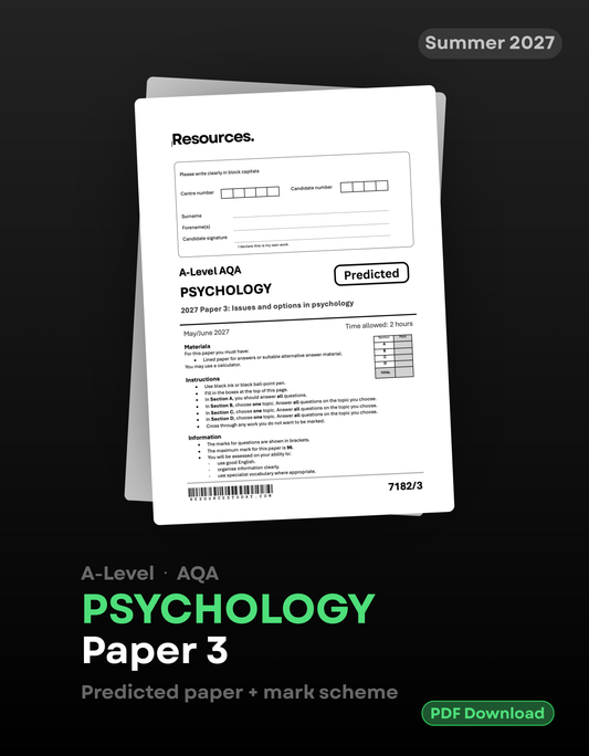 A-Level AQA psychology predicted paper for 2027 with full mark scheme