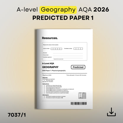 A-level Geography AQA 2026 Predicted Paper 1 with full mark scheme and insert