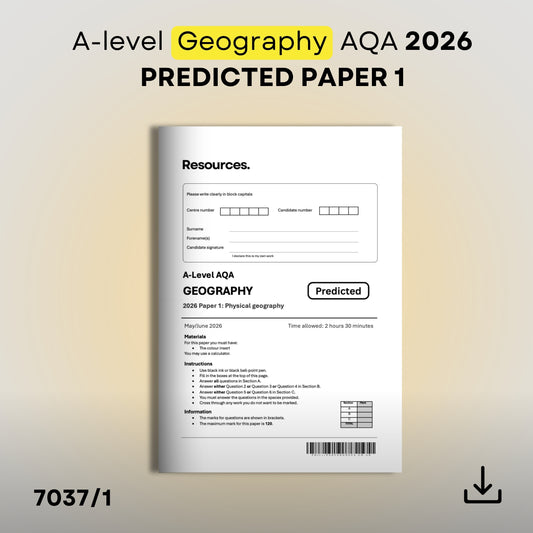 A-level Geography AQA 2026 Predicted Paper 1 with full mark scheme and insert