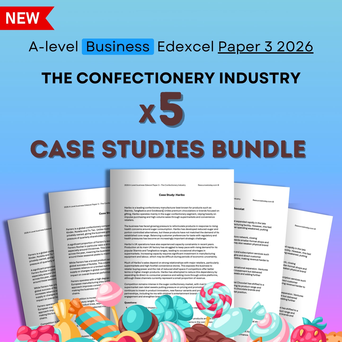 A-level Business Edexcel Paper 3 2026 case studies bundle on the confectionery industry 