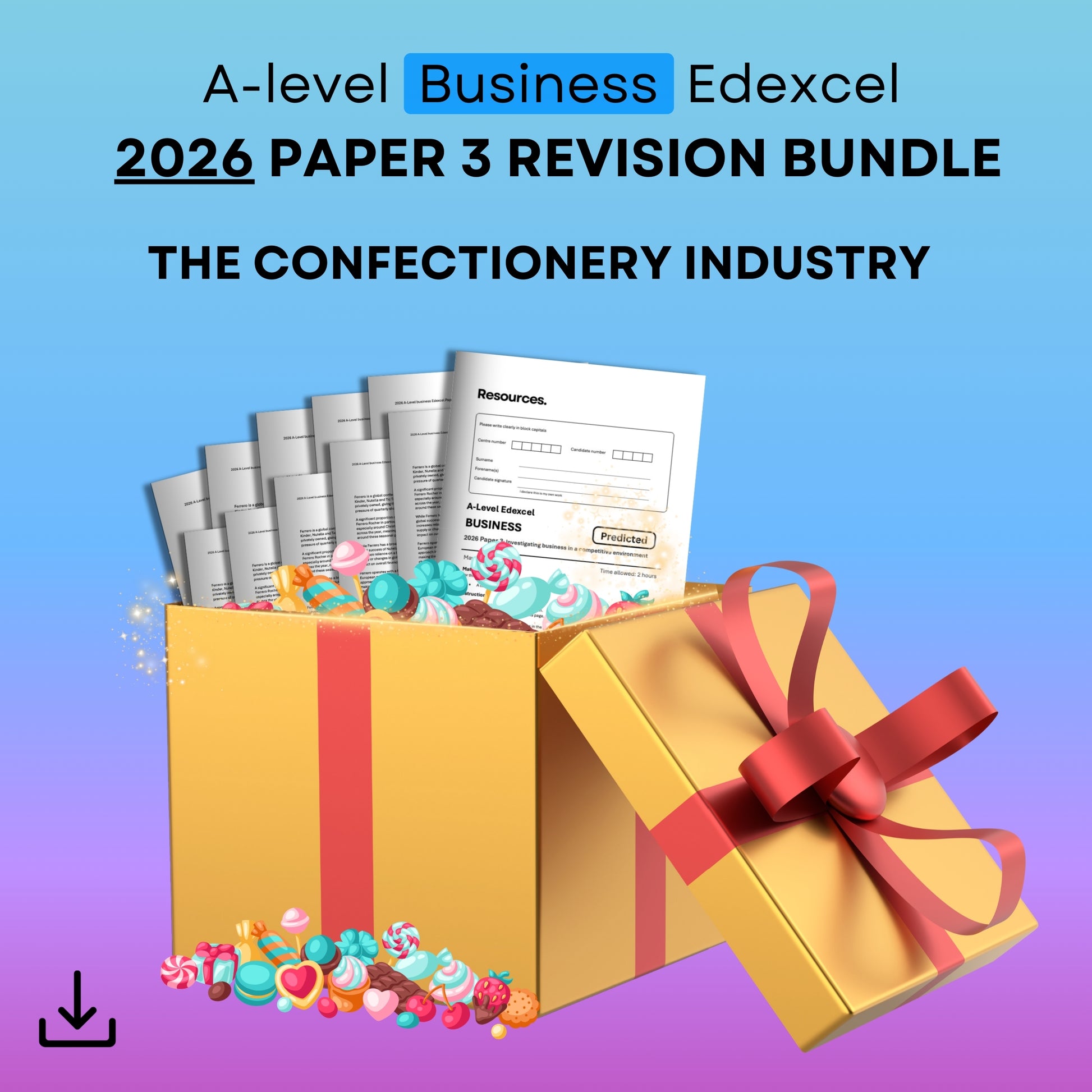 Revision bundle for A-level Business Edexcel 2026 Paper 3 on the confectionery industry 