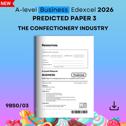 A-level Business Edexcel 2026 Predicted Paper 3 for The Confectionery Industry with mark scheme