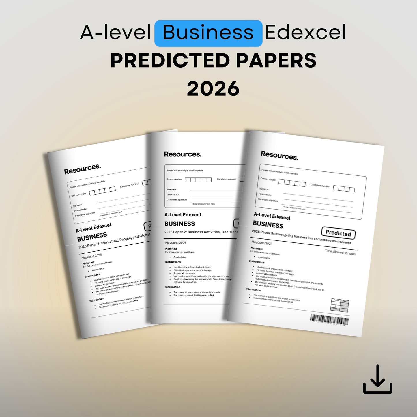 A-level Business Edexcel predicted papers 2026 