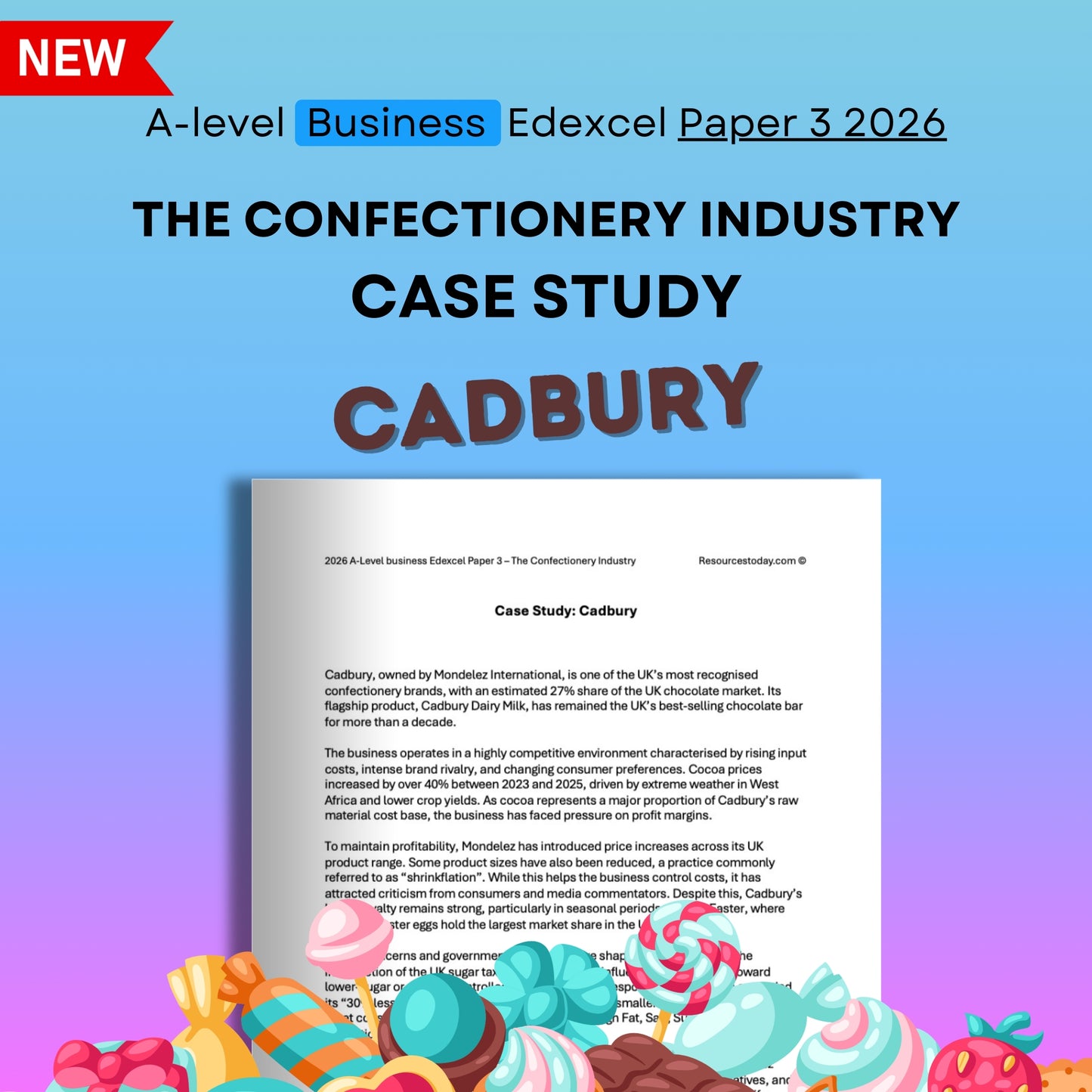 A-level Business Edexcel Paper 3 2026 case study on Cadbury confectionary industry