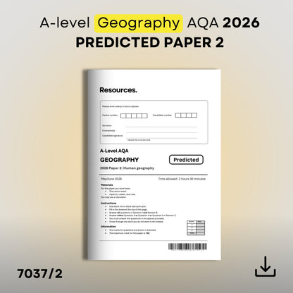 A-level Geography AQA 2026 Predicted Paper 2 with mark scheme
