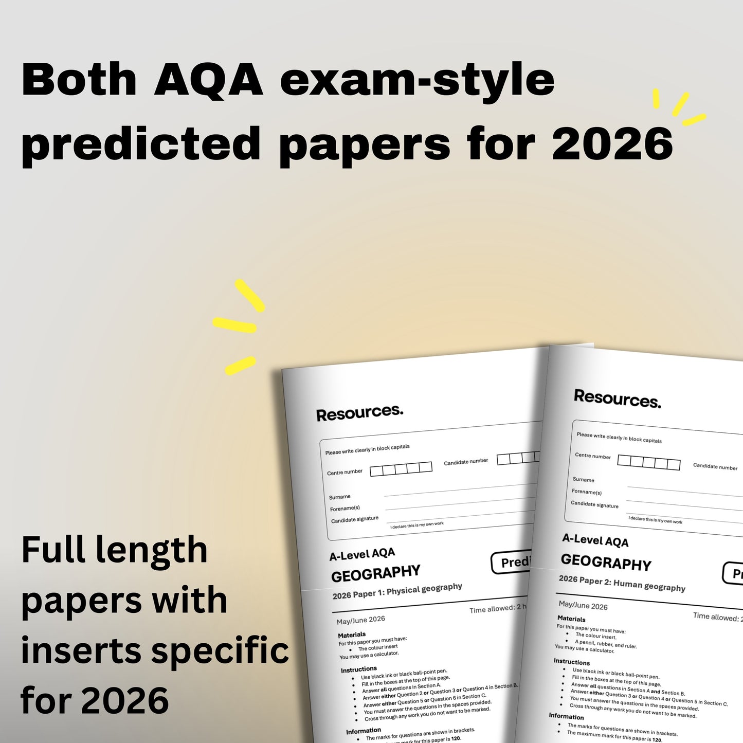 A-Level geography predicted papers 2026 AQA exam-style predicted papers for 2026