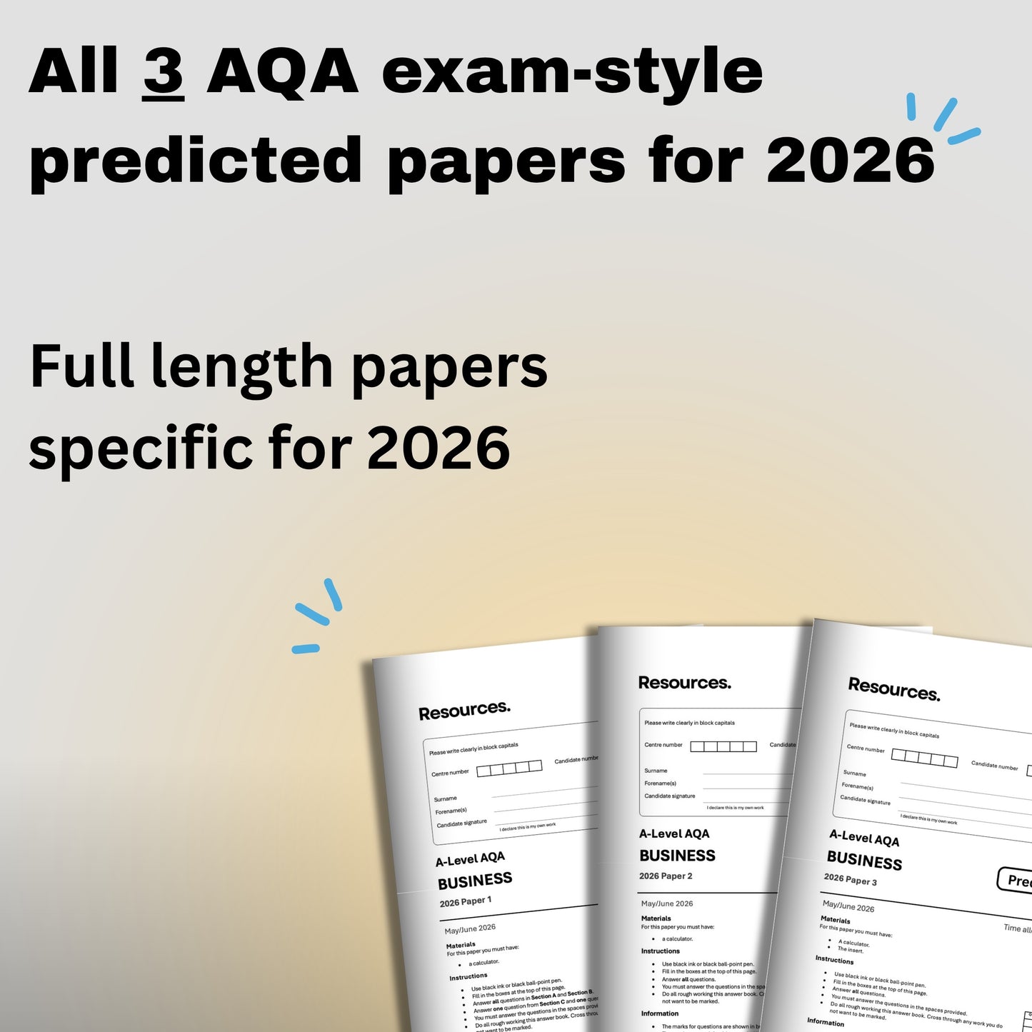 A-Level Business AQA predicted papers 2026 on a gradient background