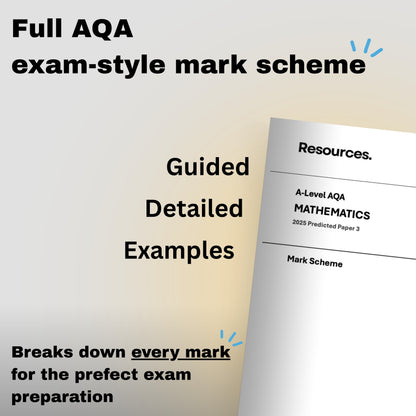 A-Level maths AQA 2026 predicted paper 3 exam-style mark scheme document with text highlighting features for exam preparation.
