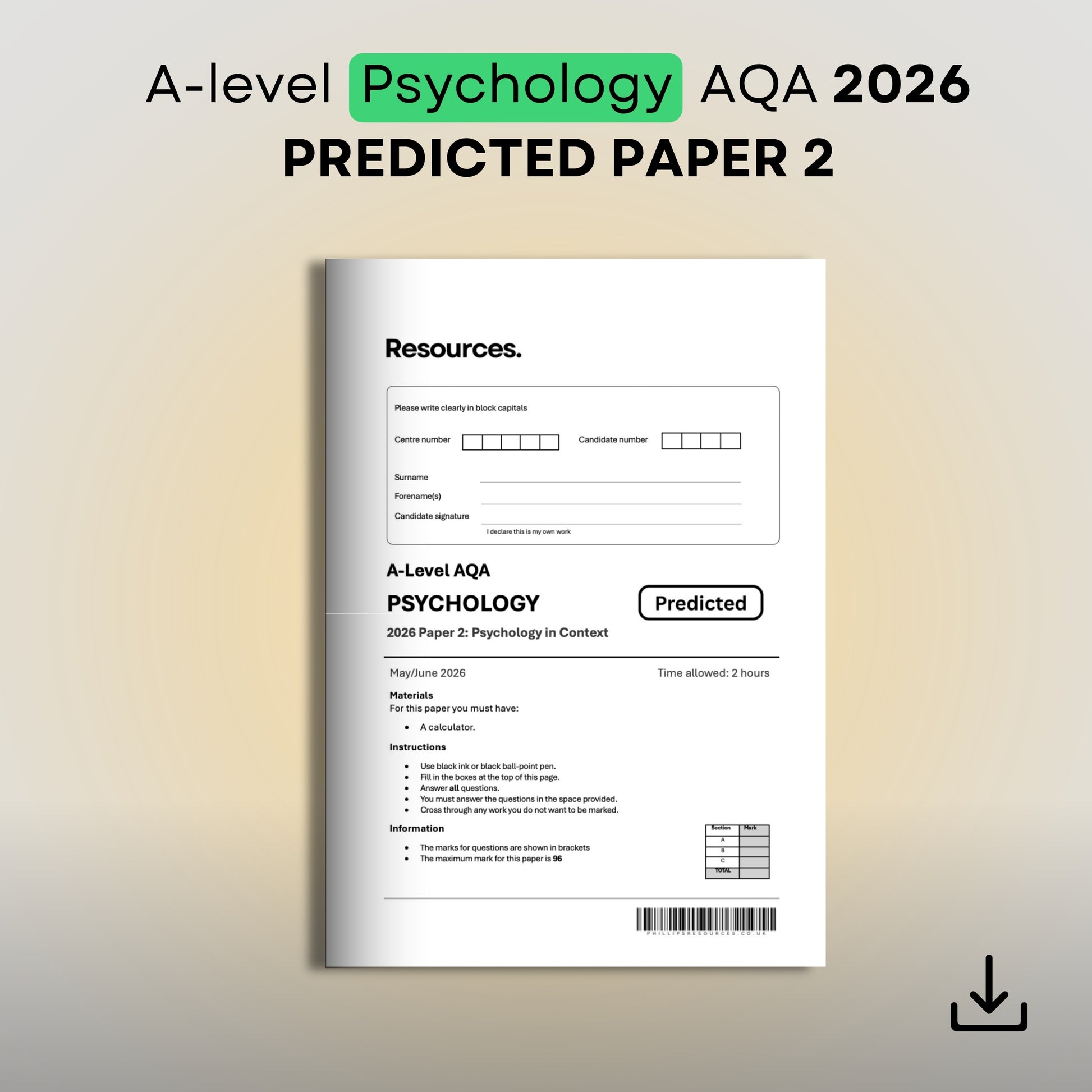 A-level Psychology AQA 2026 Predicted Paper 2 