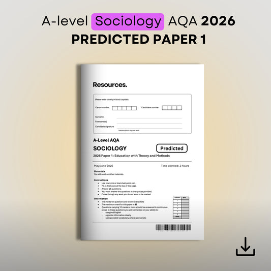 A-level Sociology AQA 2026 predicted paper 1 resource book on a gradient background