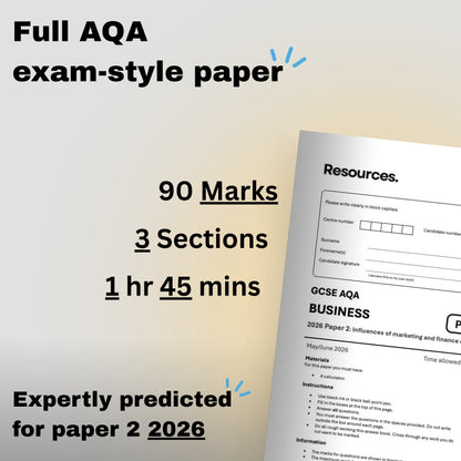 GCSE Business AQA paper 2 predicted 2026 with mark scheme exam-style paper