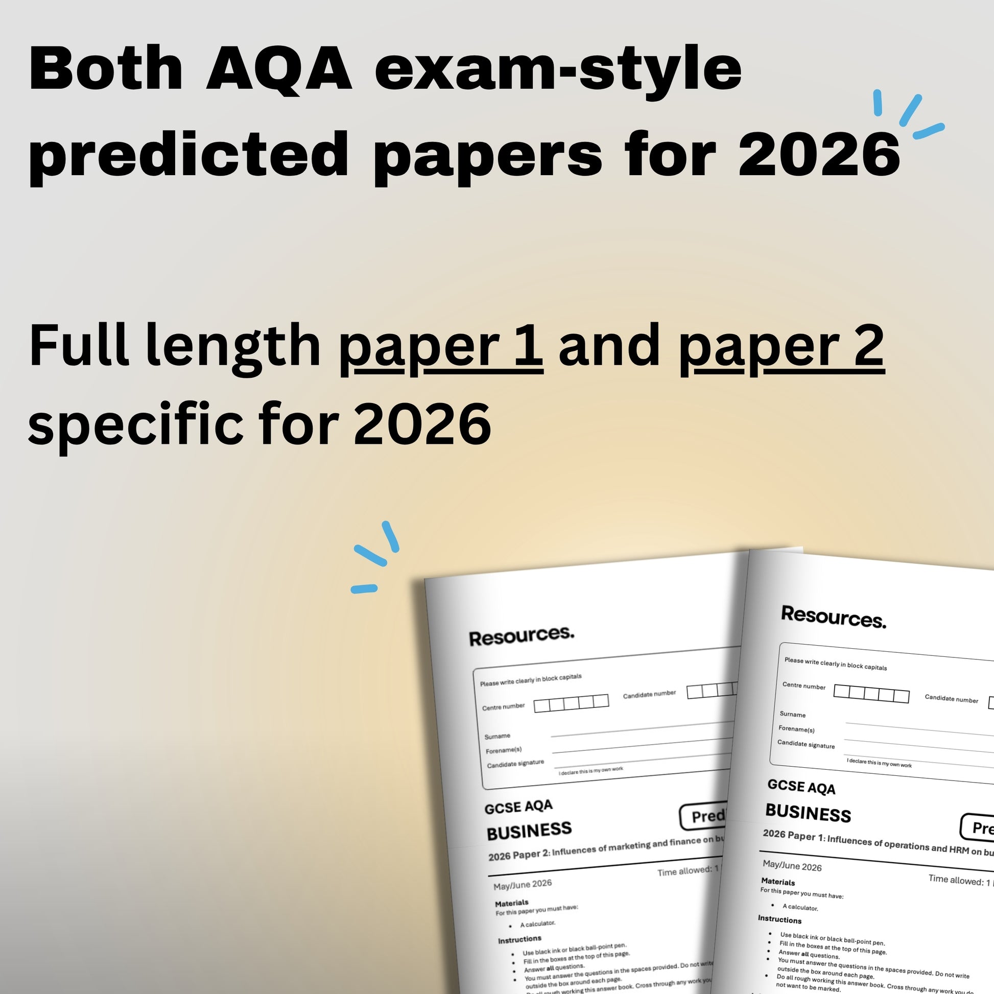 GCSE business AQA exam-style predicted papers for 2026 