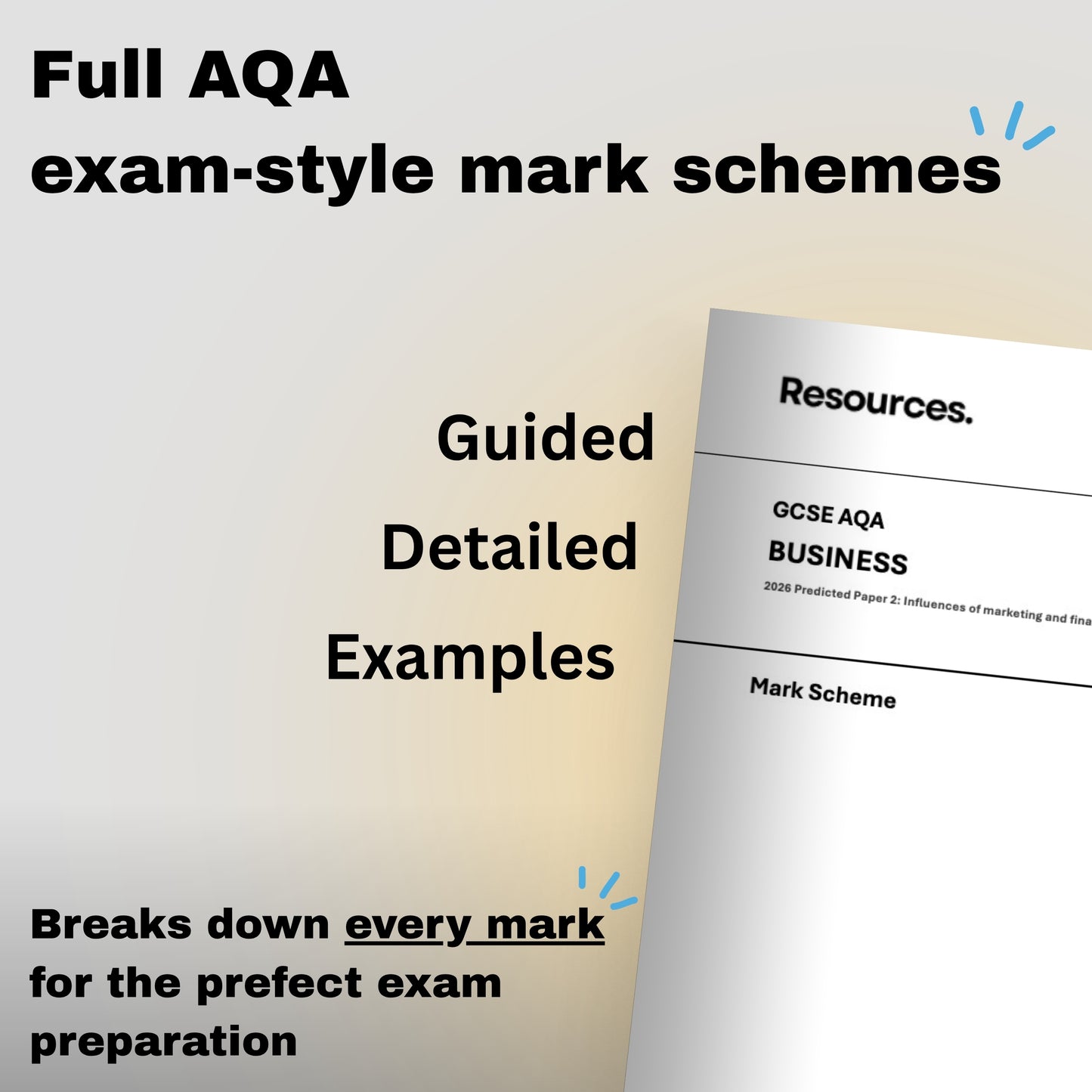 GCSE business AQA 2026 predicted papers bundle exam-style mark scheme document 