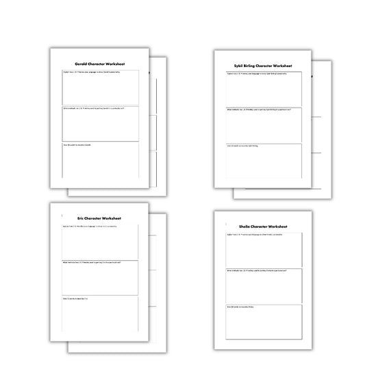 7x An Inspector Calls Character Worksheets