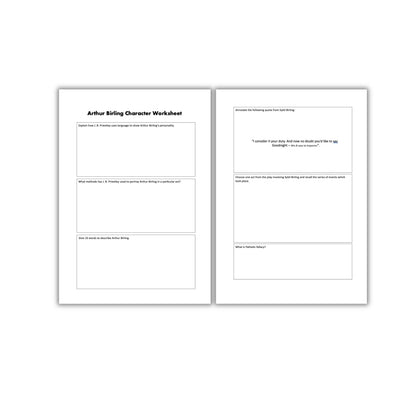 7x An Inspector Calls Character Worksheets