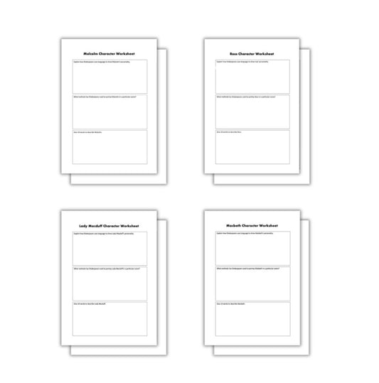 8x Macbeth Character Worksheets