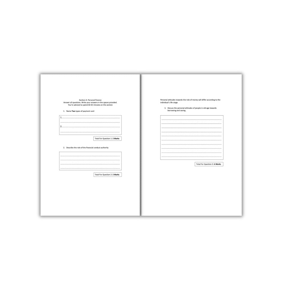 BTEC Business level 3: Unit 3 Practice paper and mark scheme