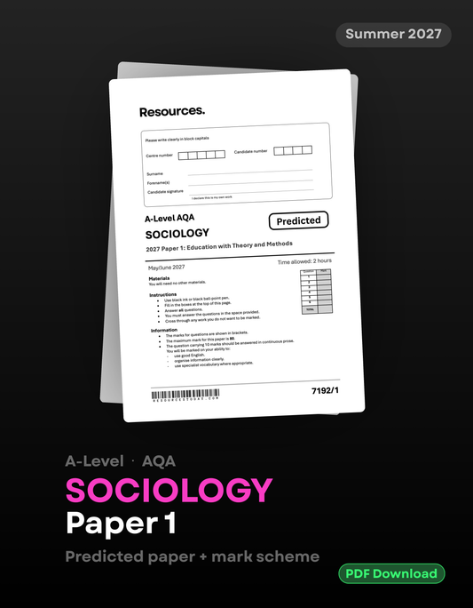 A-Level Sociology AQA Predicted Paper 1 2027