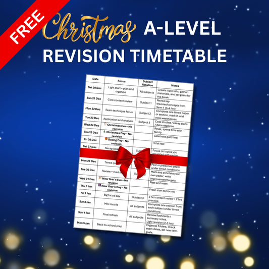 Christmas Holidays A-Level Revision Timetable
